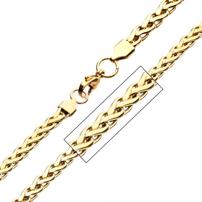 Stainless Steel Gold Plated 6mm Spiga Bracelet